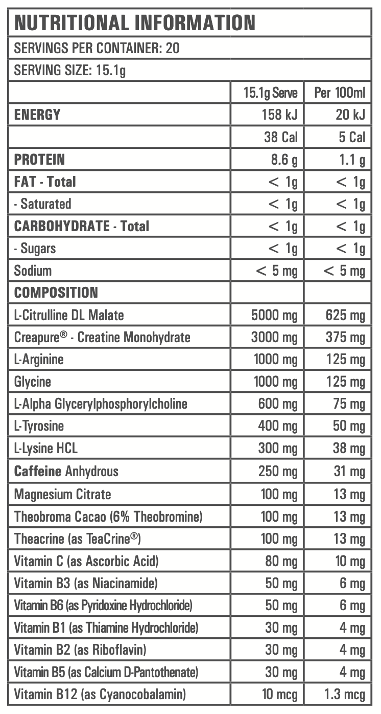 Psyched 3.3 Pre Workout (Vegan) 302g / 20 serves [NEW FORMULA]