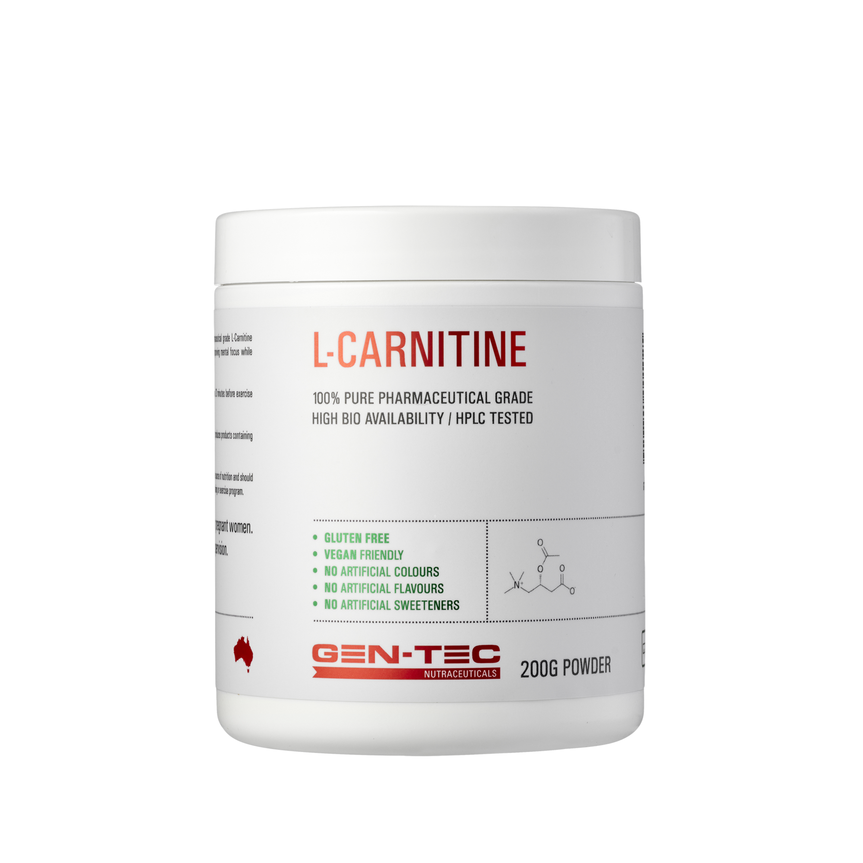 Pure L-Carnitine (Vegan) 200g / 500g - Gen-Tec Nutrition Pure L-Carnitine (Vegan) 200g / 500g - Gen-Tec Nutrition