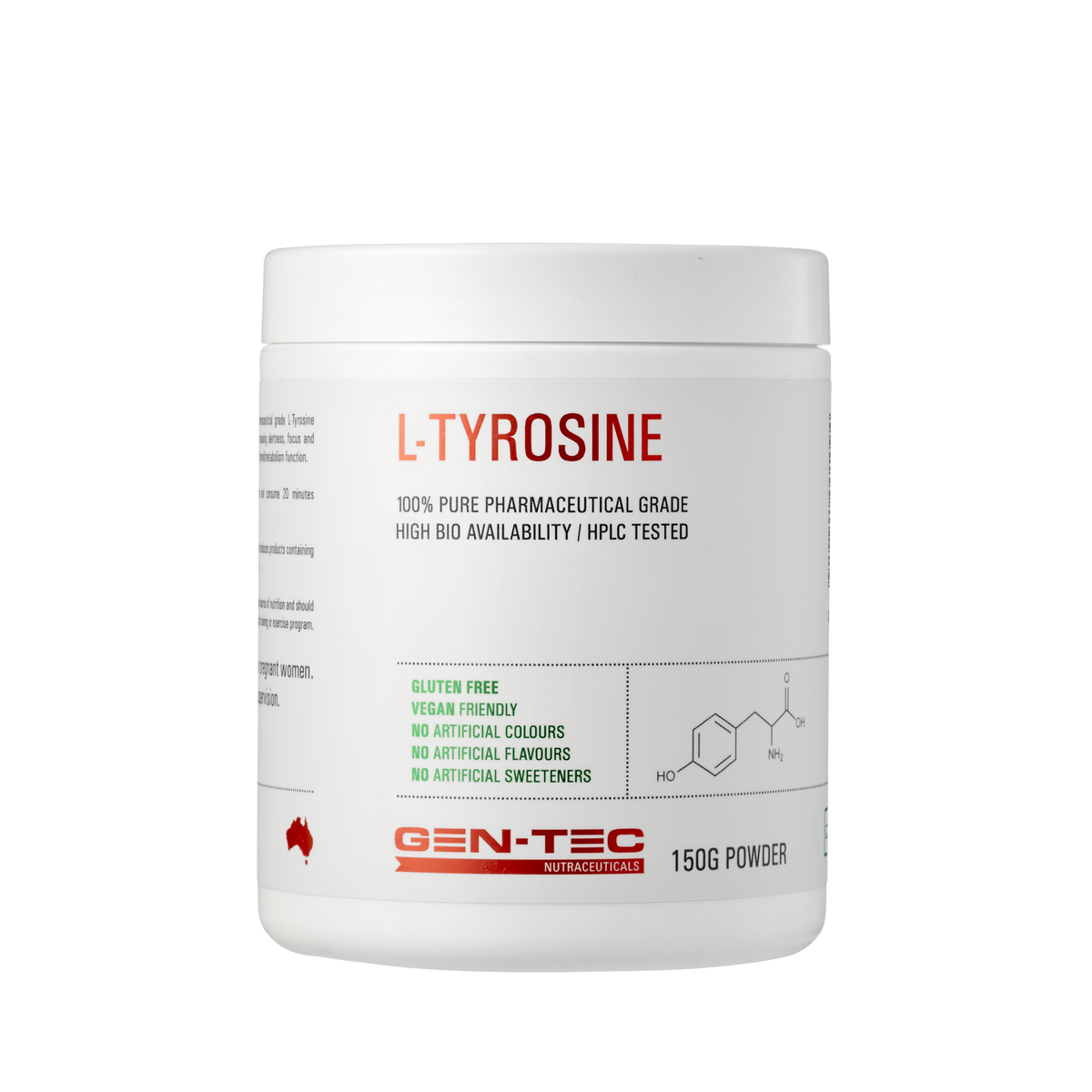 Pure L-Tyrosine (Vegan) 150g - Gen-Tec Nutrition