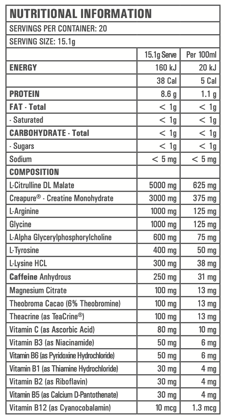 Psyched 3.3 Pre Workout (Vegan) 302g / 20 serves [NEW FORMULA]