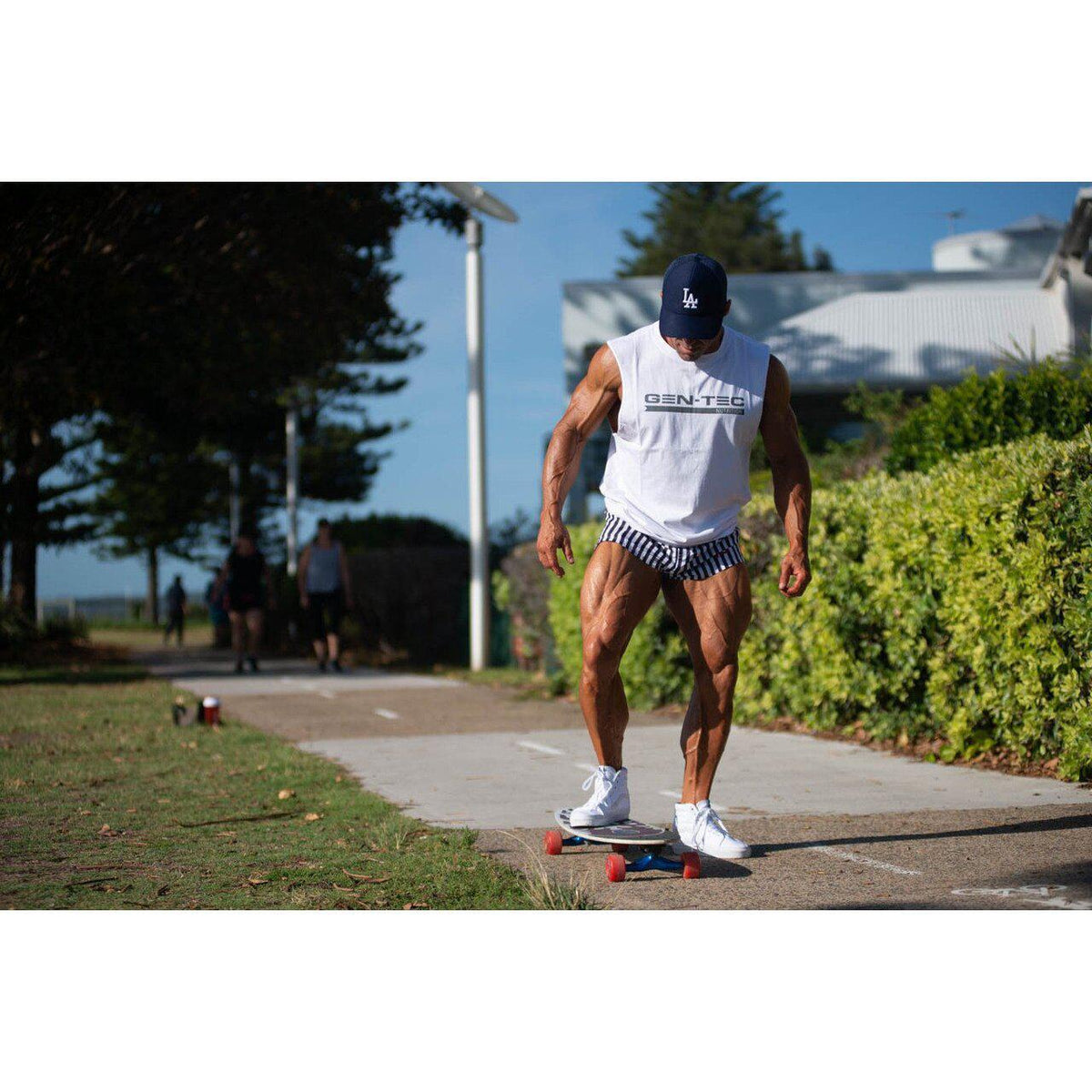 GEN-TEC Mens White Muscle Tank-Apparel-Gen-Tec Nutrition