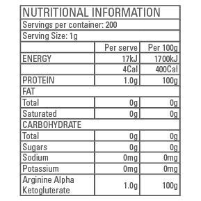 Pure Arginine Akg (Vegan) 200g-STAGING-Gen-Tec Nutrition