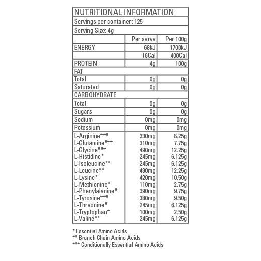 Pure Essential Amino Acids (Vegan) 200g / 500g-STAGING-Gen-Tec Nutrition